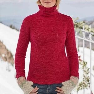 Sundance Womens Champlain Swirl Open Knit Turtleneck Sweater Medium